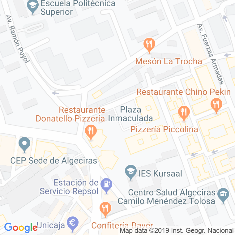 Código Postal calle Inmaculada, plaza en Algeciras
