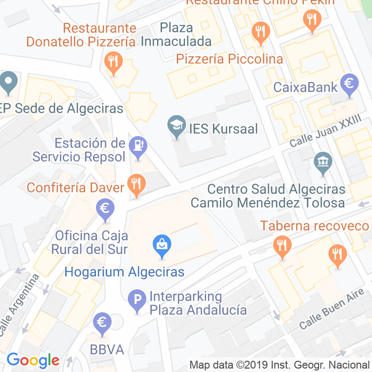 Código Postal calle Virgen De Europa en Algeciras