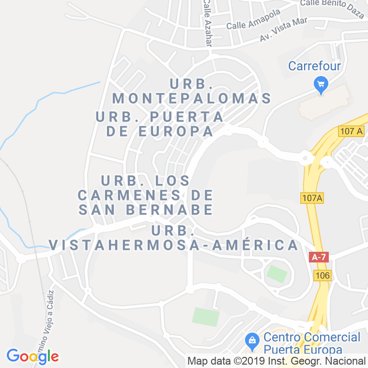 Código Postal calle Europa-residencial El Albero, urbanizacion en Algeciras
