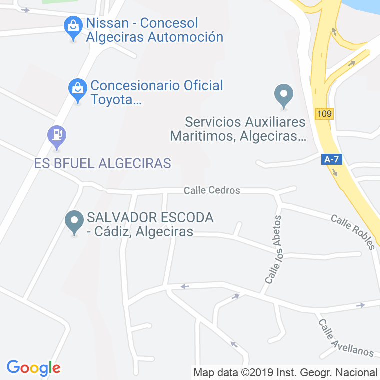 Código Postal calle Cedros De San Miguel en Algeciras