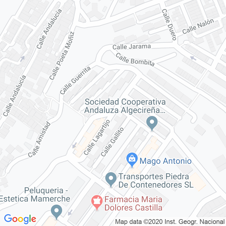 Código Postal calle Lagartijo en Algeciras