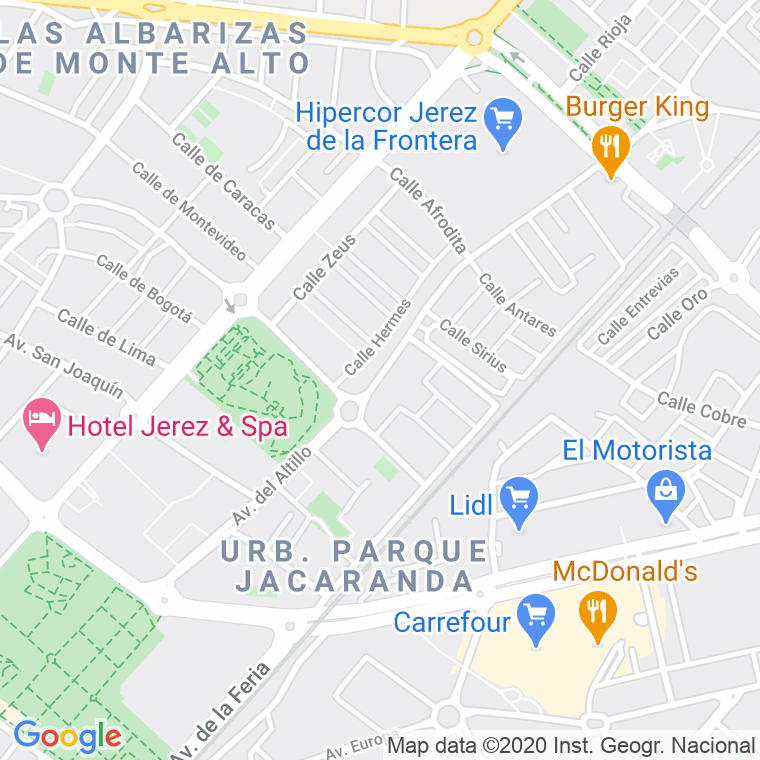 Código Postal calle Jardin Del Altillo, urbanizacion en Jerez de la Frontera