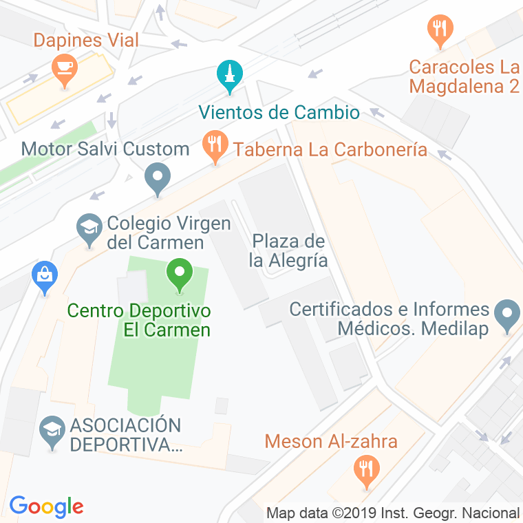 Código Postal calle Alegria, plaza en Córdoba