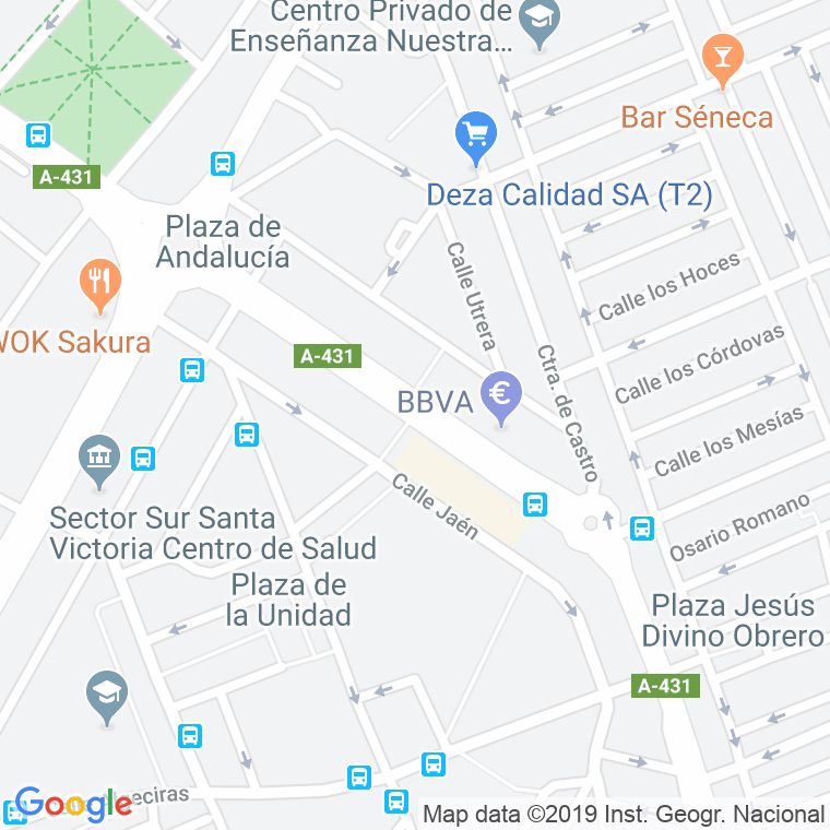 Código Postal calle Granada, avenida en Córdoba