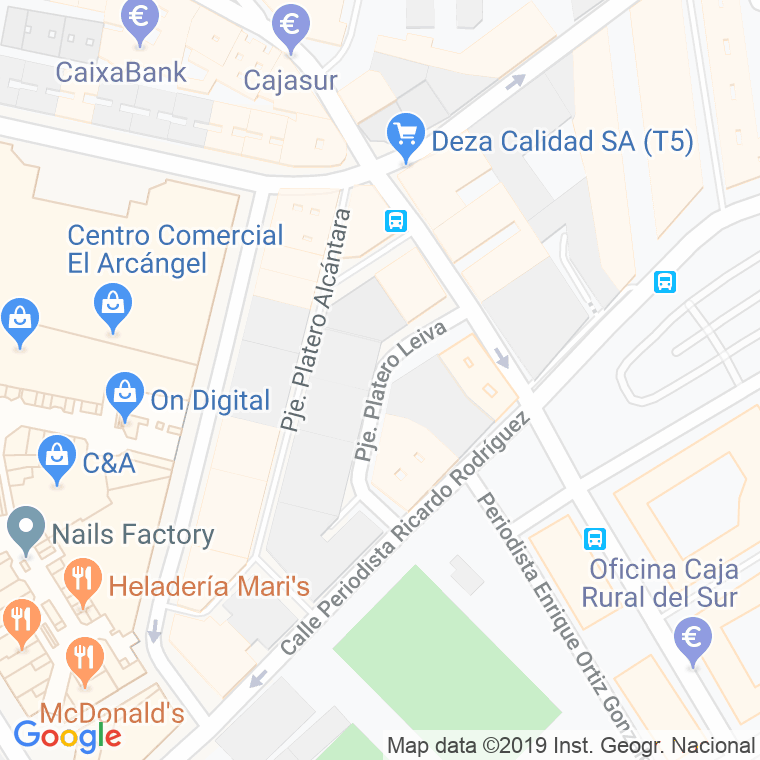Código Postal calle Platero Leiva en Córdoba