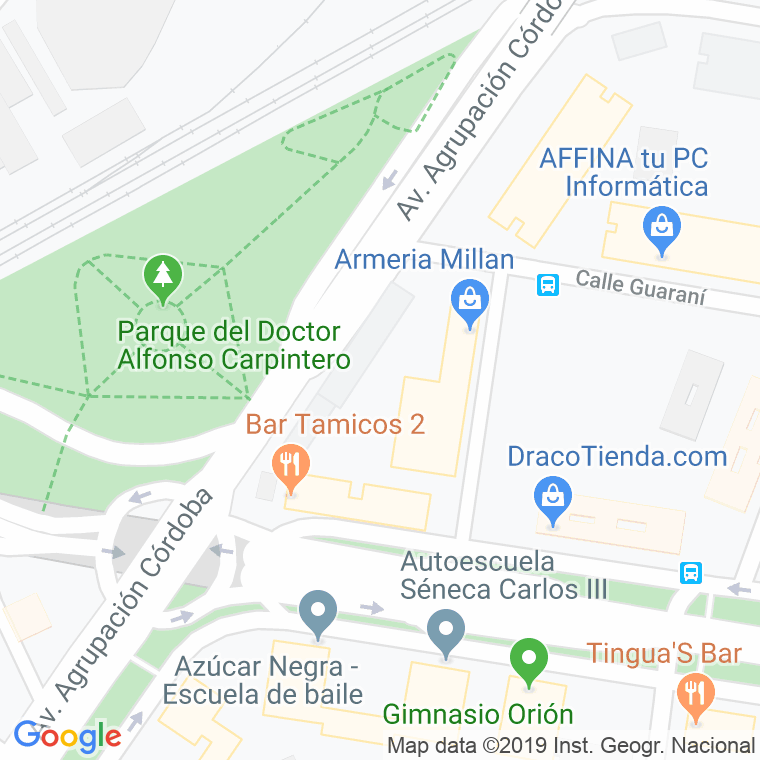 Código Postal calle Diamantino Garcia, plaza en Córdoba