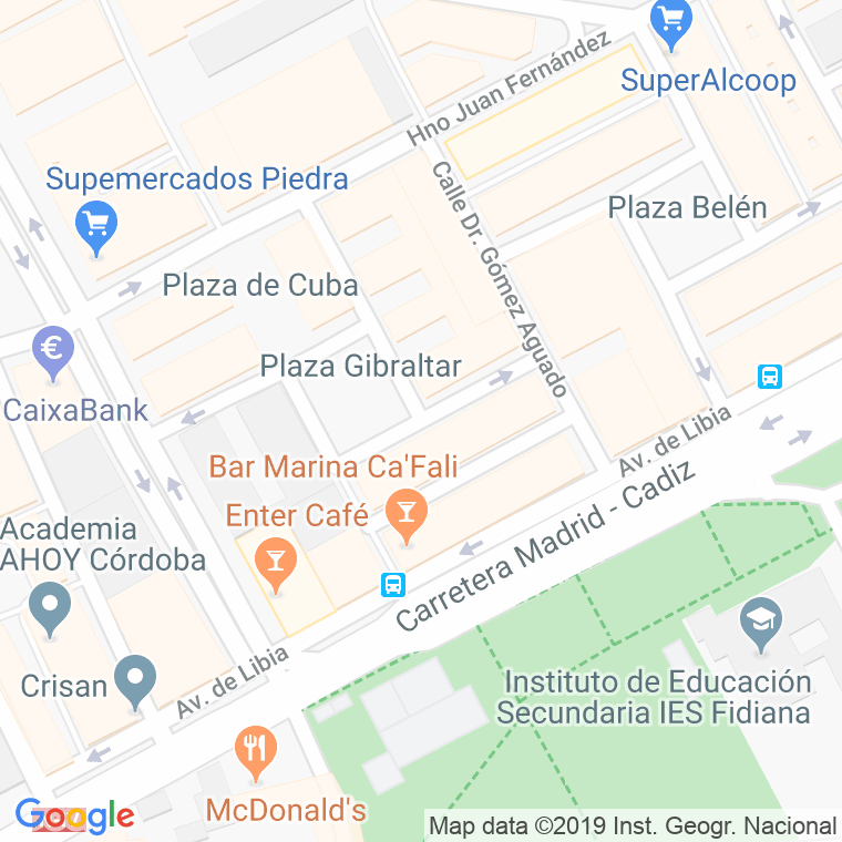 Código Postal calle Gibraltar, plaza en Córdoba