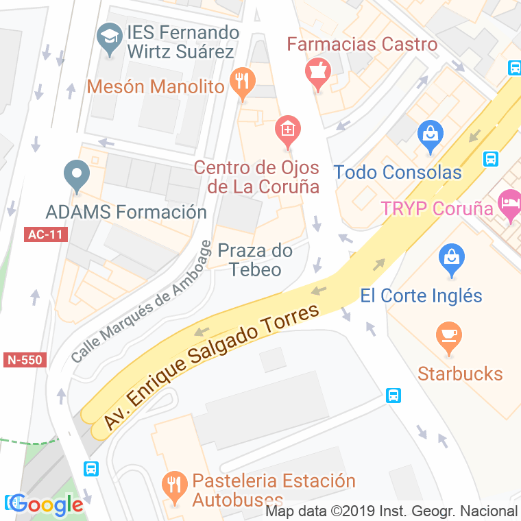 Código Postal calle Tebeo, plaza en A Coruña