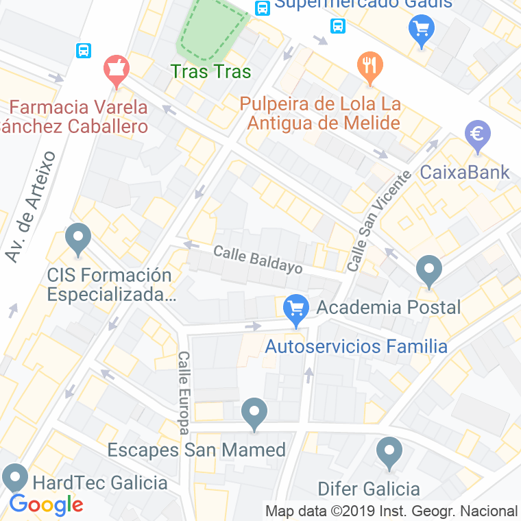 Código Postal calle Baldayo en A Coruña