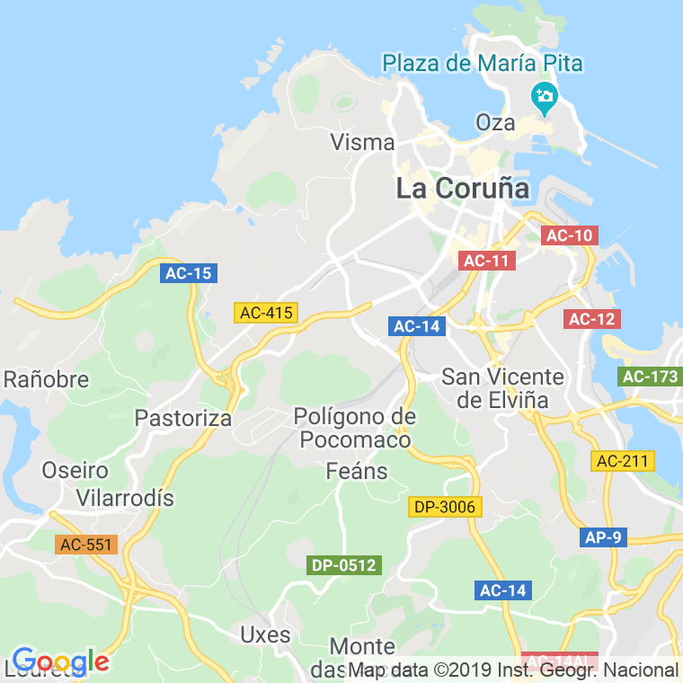 Código Postal calle Espino A Moras, carretera en A Coruña