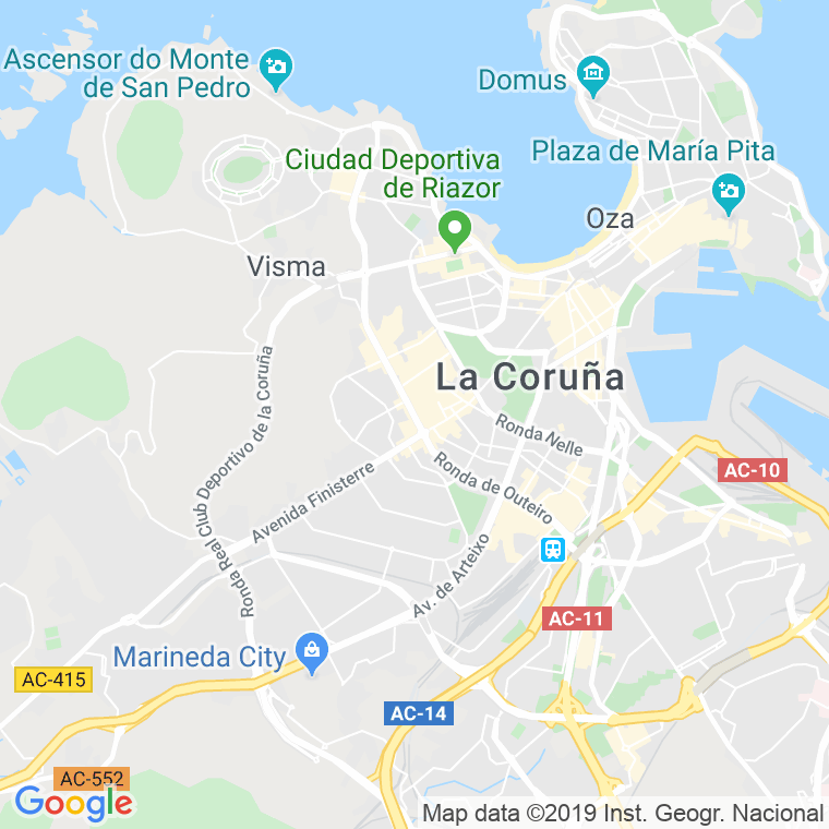 Código Postal calle Outeiro, ronda (Impares Del 229 Al 267)  (Pares Del 232 Al 276) en A Coruña