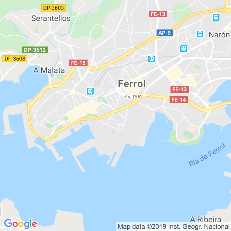 Código Postal calle España, plaza (Impares Del 1 Al 27)  (Pares Del 2 Al 28) en Ferrol