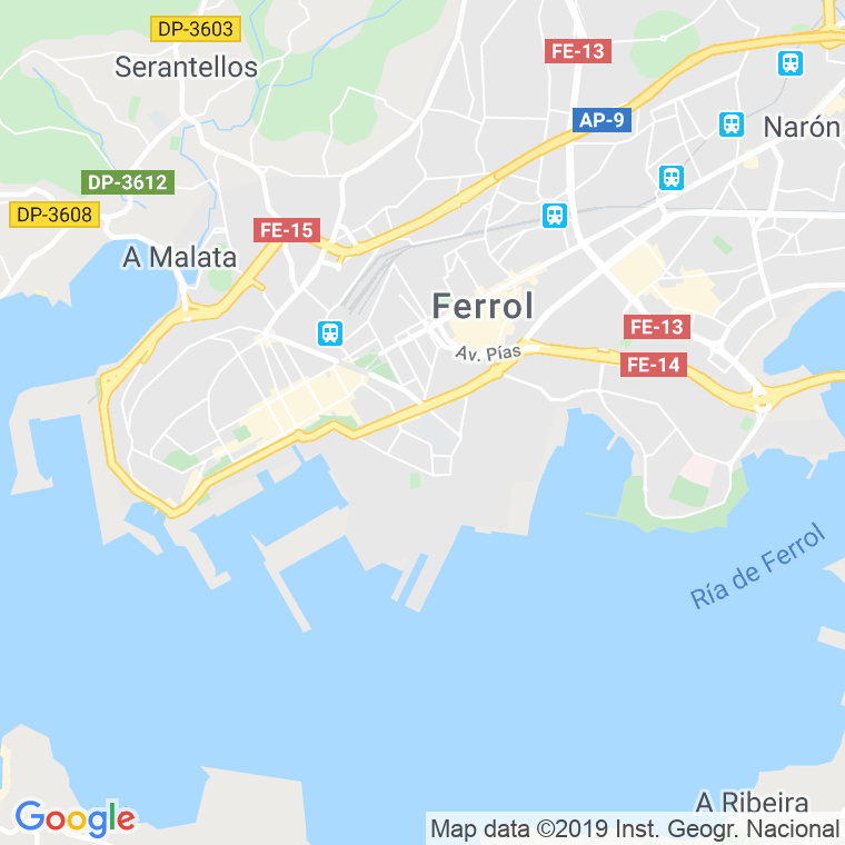 Código Postal calle Himno Galego, praza en Ferrol