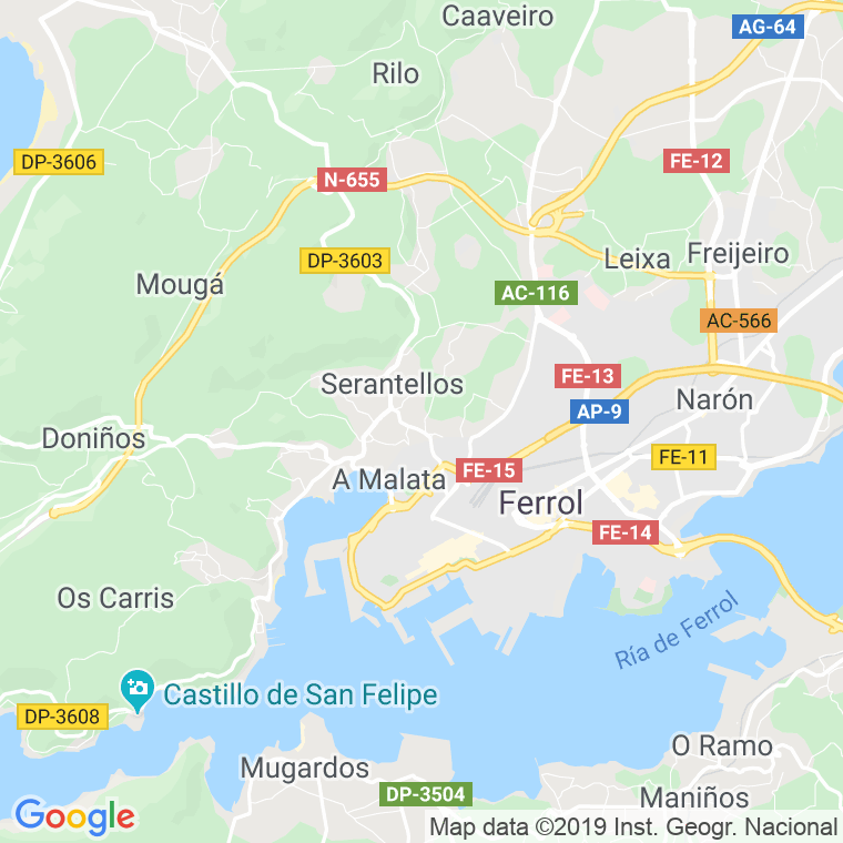 Código Postal calle Raposa, La, lugar en Ferrol