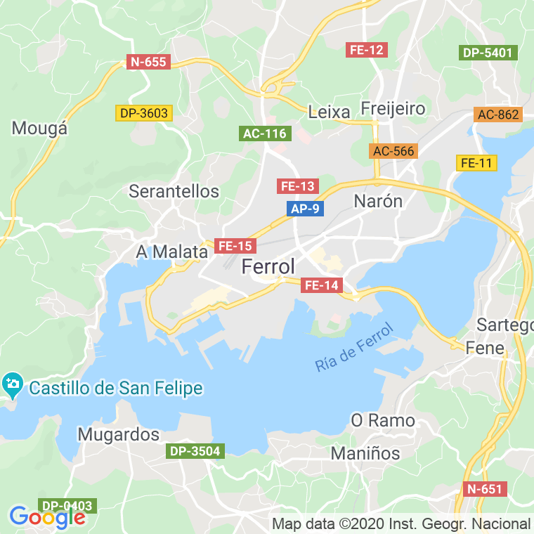 Código Postal calle Codigo Correspondencia Administracion De Correos Y Telegrafos en Ferrol