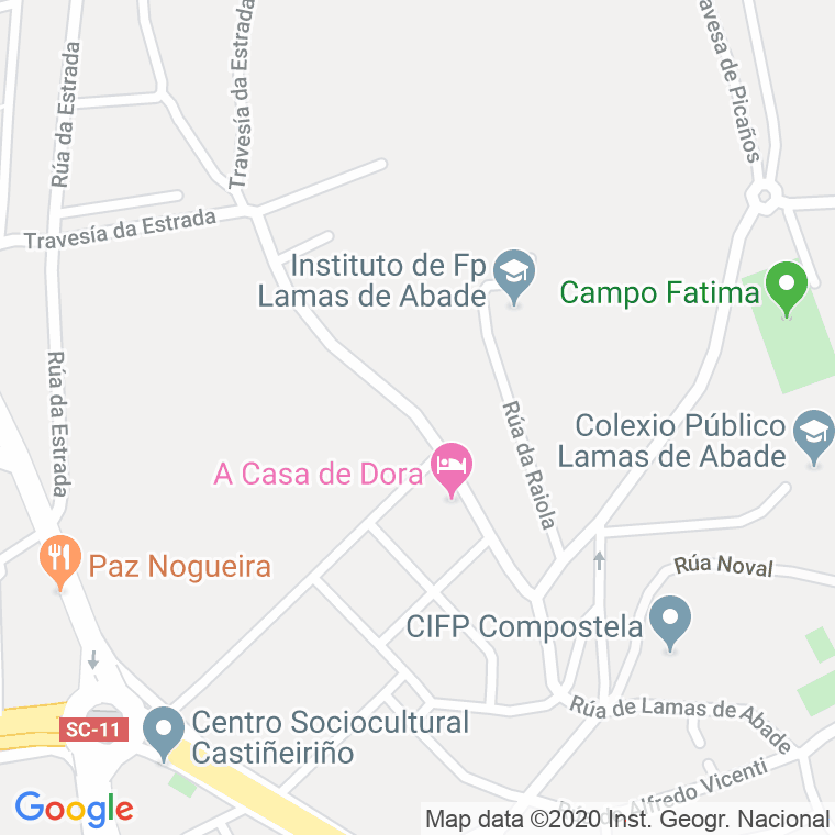 Código Postal calle Granxa Do Castiñeiriño en Santiago de Compostela