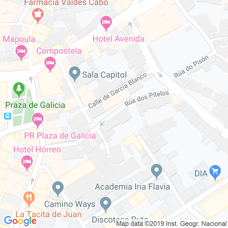 Código Postal calle Pitelos en Santiago de Compostela