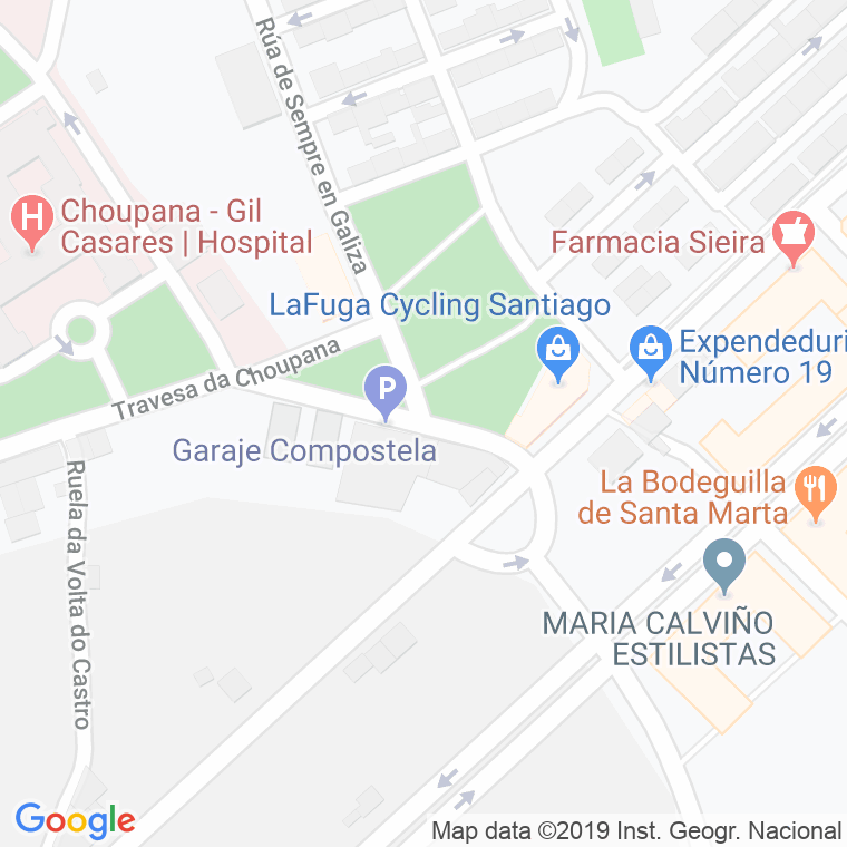 Código Postal calle Choupana, travesa en Santiago de Compostela