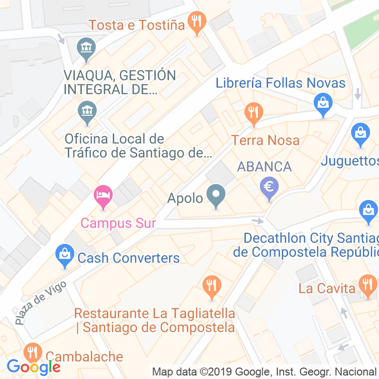 Código Postal calle Nova De Abaixo en Santiago de Compostela