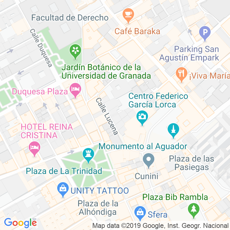 Código Postal calle Lucena, callejon en Granada