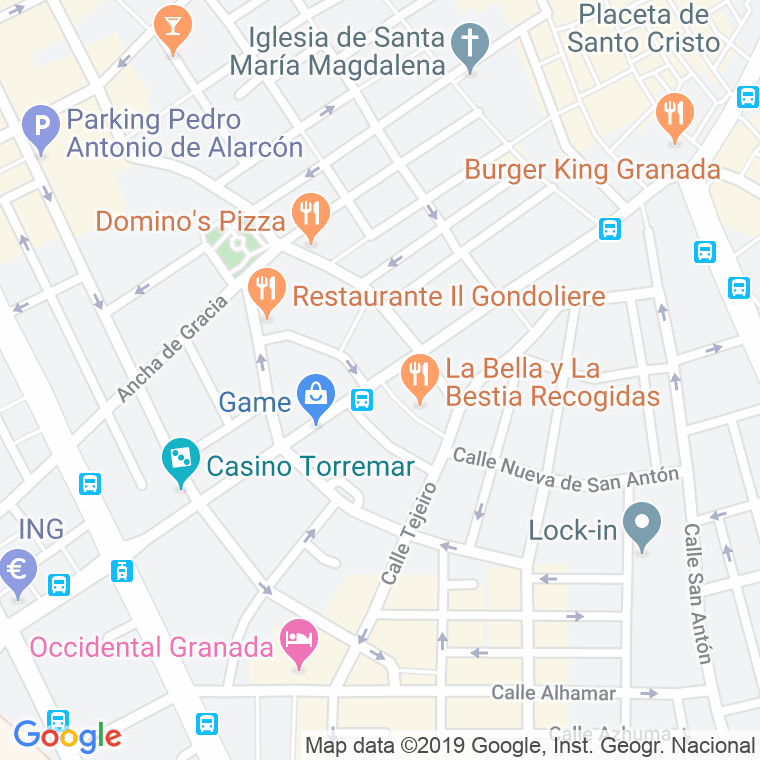Código Postal calle Recogidas   (Pares Del 2 Al 58) en Granada