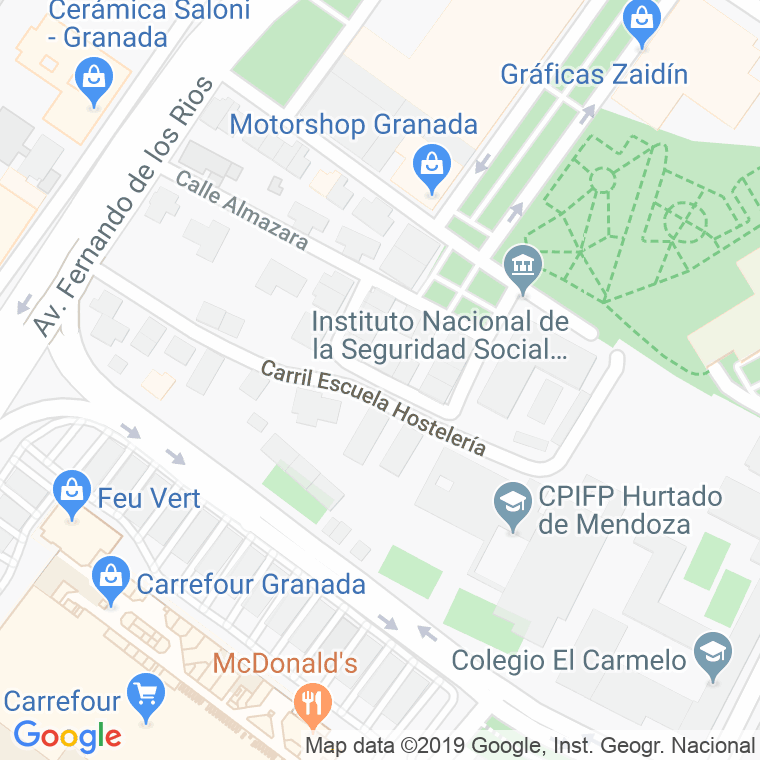 Código Postal calle Carril De Hosteleria en Granada