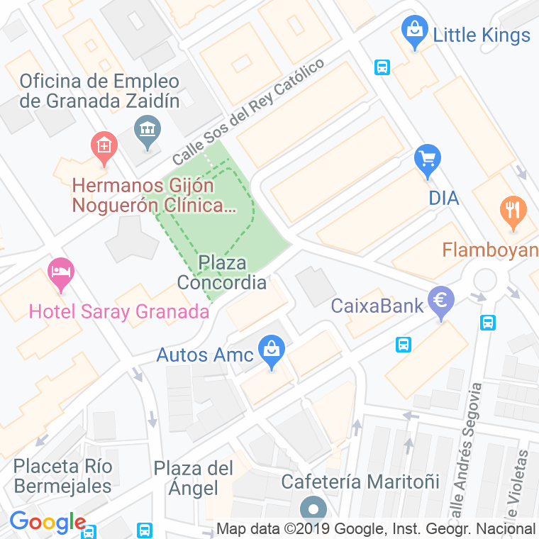 Código Postal calle Concordia, plaza en Granada