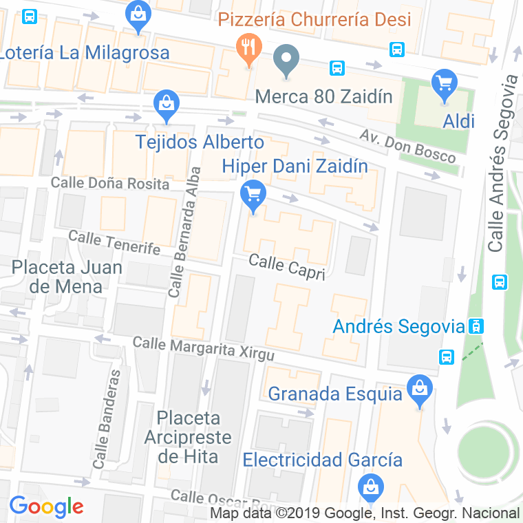 Código Postal calle Capri en Granada