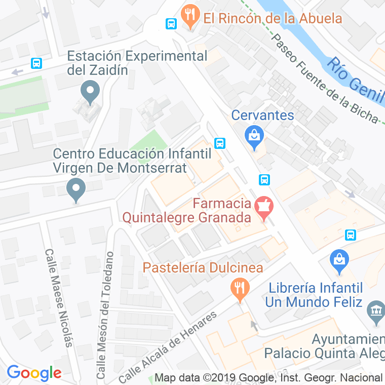 Código Postal calle Dulcinea Del Toboso en Granada