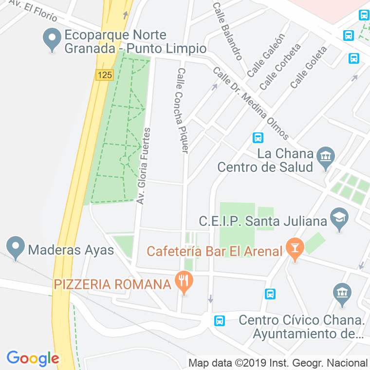 Código Postal calle Concha Piquer en Granada