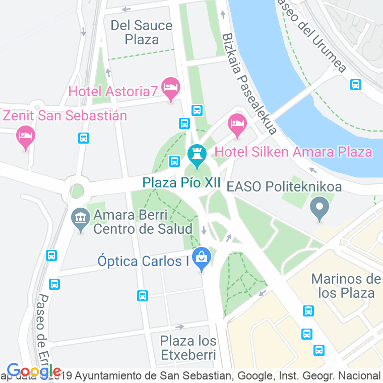 Código Postal calle Pio Xii, plaza en Donostia-San Sebastian