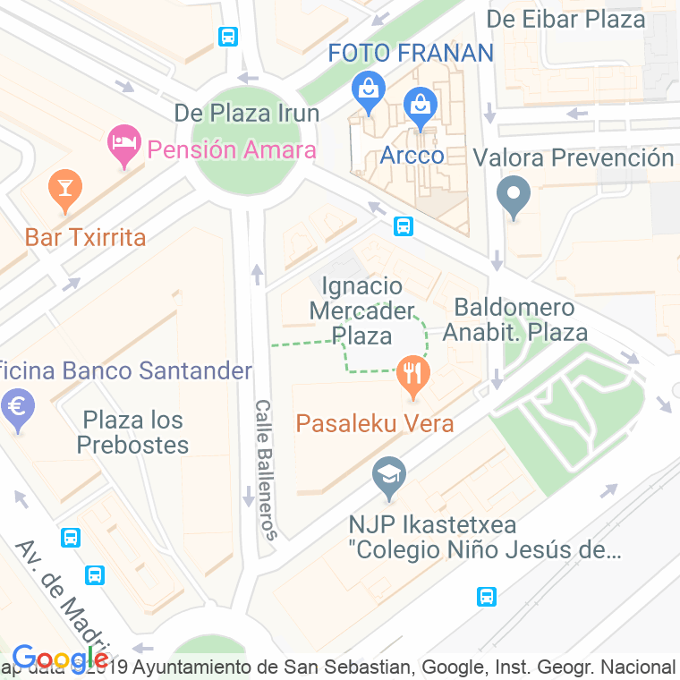 Código Postal calle Ignacio Mercader, plaza en Donostia-San Sebastian
