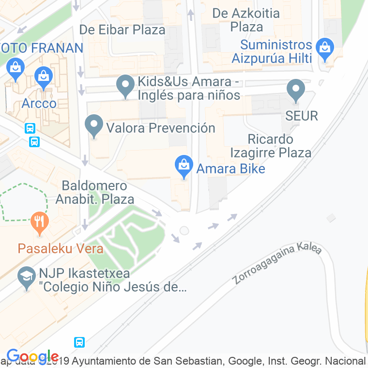 Código Postal calle Real Compañia Guipuzcoana De Caracas en Donostia-San Sebastian