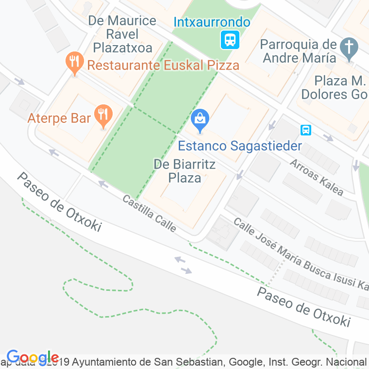 Código Postal calle Miarritze, plaza en Donostia-San Sebastian