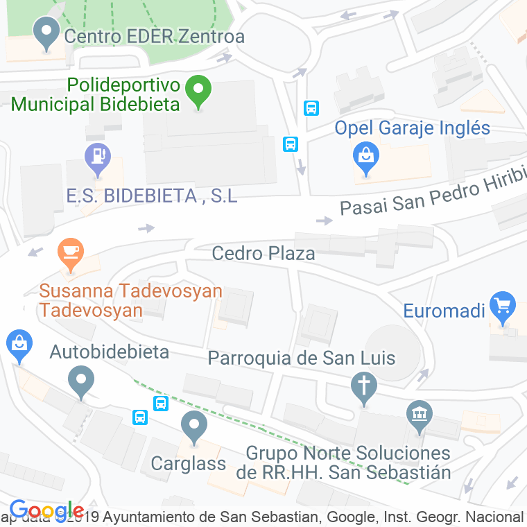 Código Postal calle Cedro, plaza en Donostia-San Sebastian