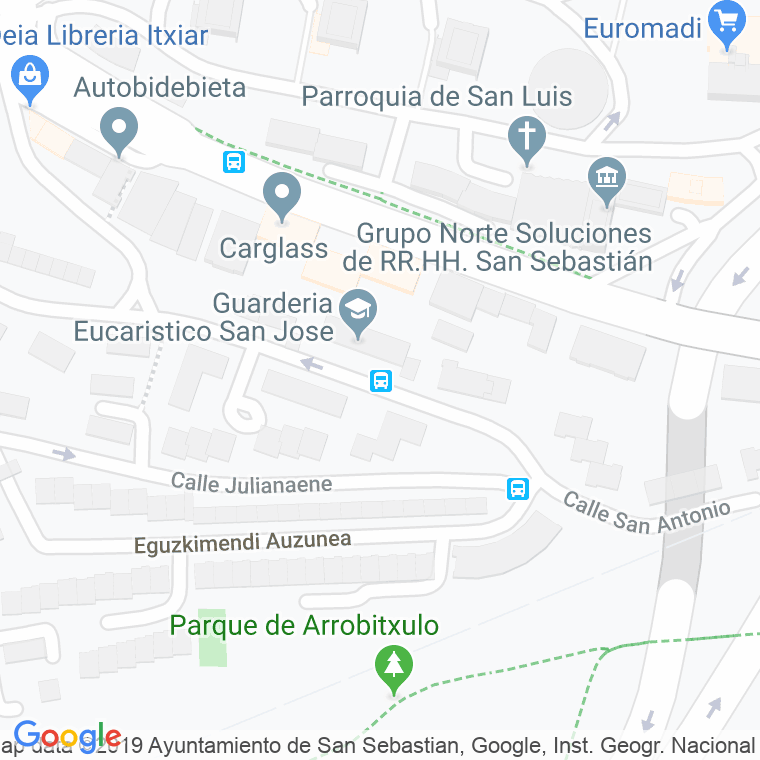 Código Postal calle Ciudad Jardin San Antonio en Donostia-San Sebastian