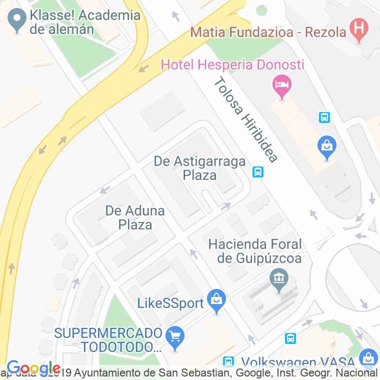 Código Postal calle Astigarraga, plaza en Donostia-San Sebastian