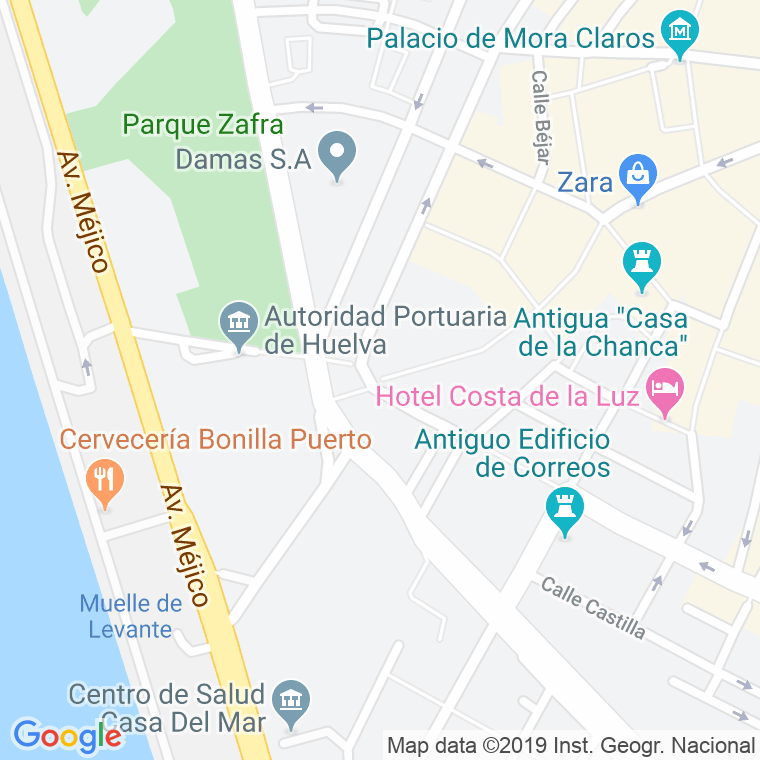 Código Postal calle Marina, plaza en Huelva