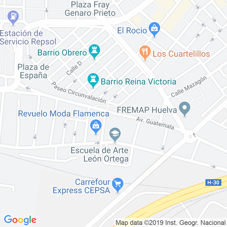 Código Postal calle Guatemala, avenida en Huelva