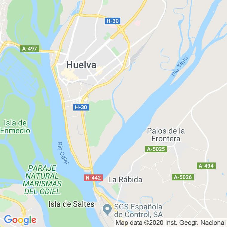 Código Postal calle Sur, paseo (Impares Del 1 Al Final)  (Pares Del 2 Al Final) en Huelva