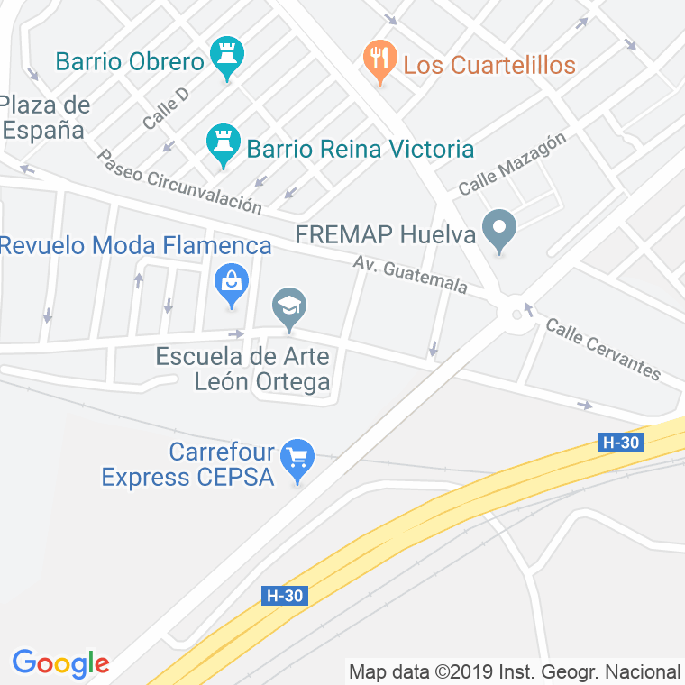 Código Postal calle Valverde Del Camino en Huelva