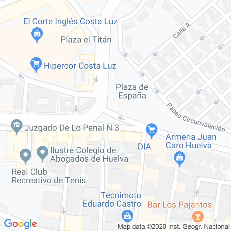 Código Postal calle Velodromo, plaza en Huelva