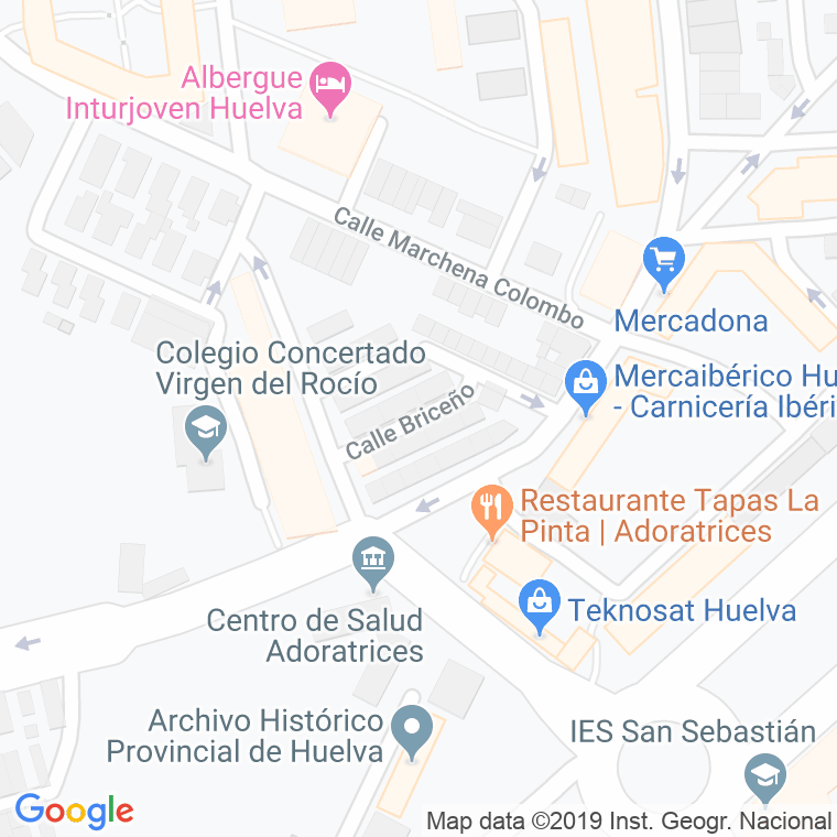 Código Postal calle Briceño en Huelva