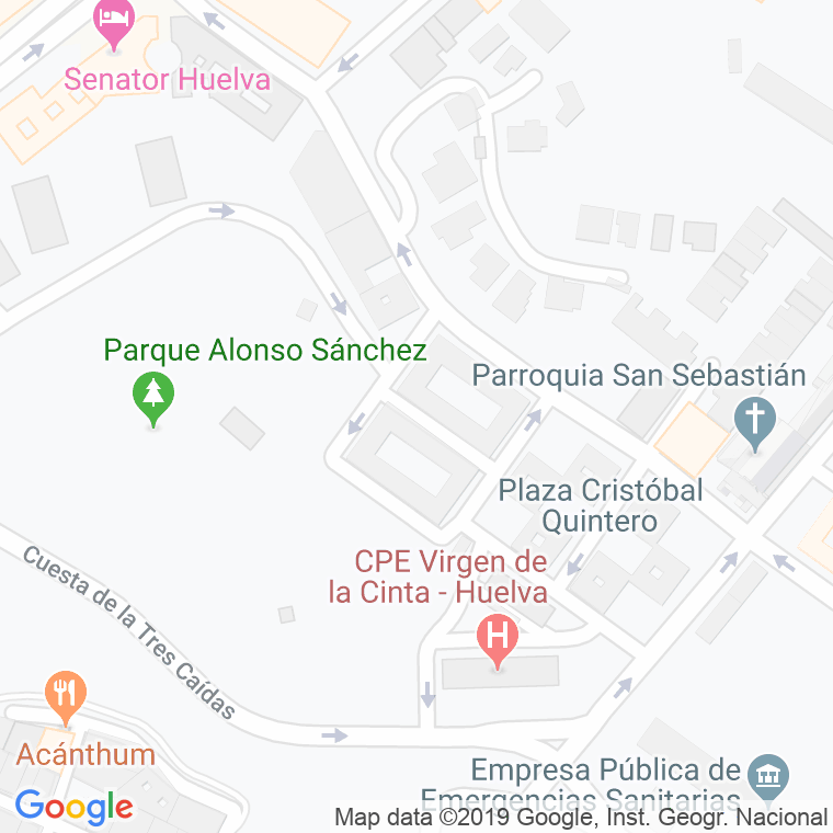 Código Postal calle Cristo De La Sangre, pasaje en Huelva