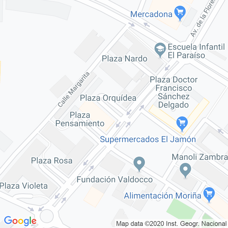 Código Postal calle Orquidea, plaza en Huelva