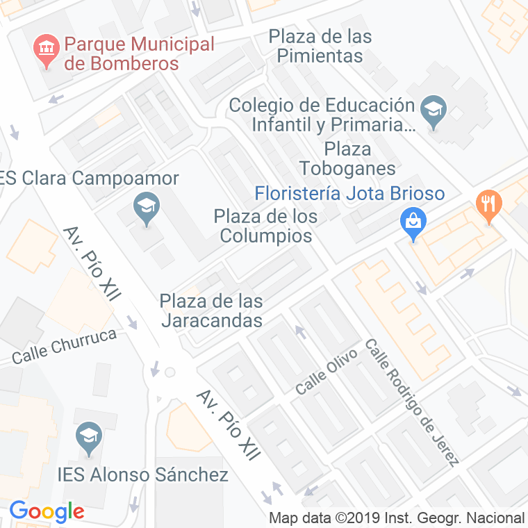 Código Postal calle Columpios, plaza en Huelva