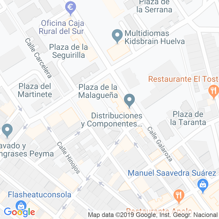Código Postal calle Malagueña, plaza en Huelva