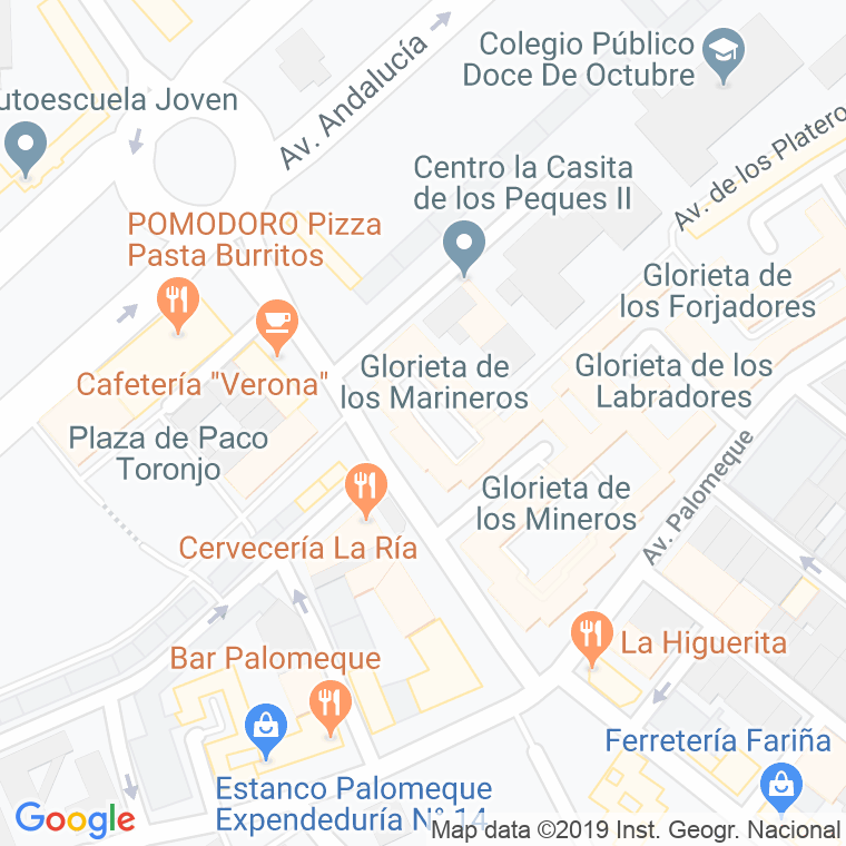 Código Postal calle Marineros, glorieta en Huelva