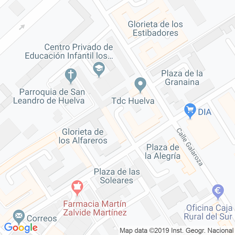 Código Postal calle Orfebres, glorieta en Huelva