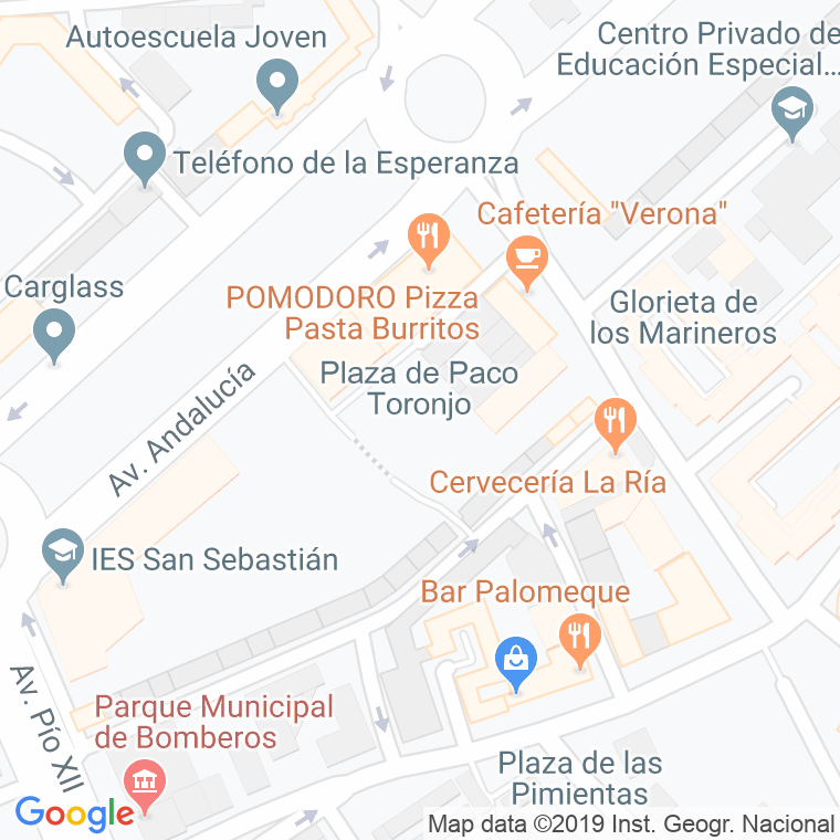 Código Postal calle Paco Toronjo, plaza en Huelva